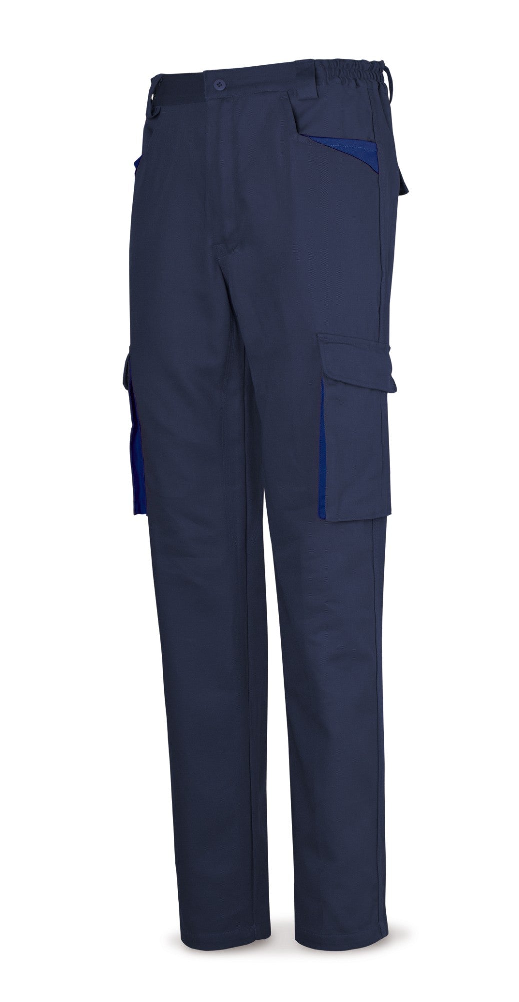 Calças azul-marinho algodão 270 g com vários bolsos