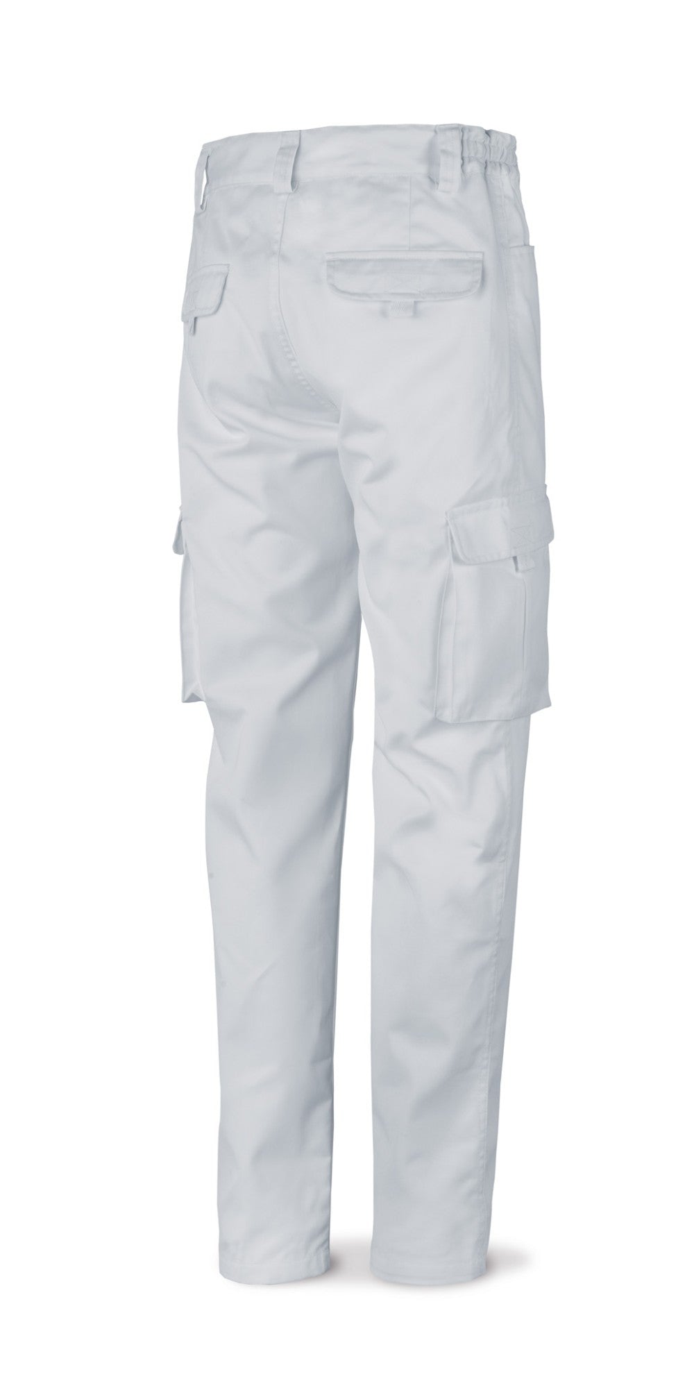 Calças brancas poliéster/algodão 245 g com vários bolsos, vista 2