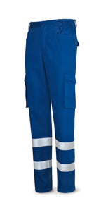 Calças azul-royal algodão 245 g com bandas refletoras