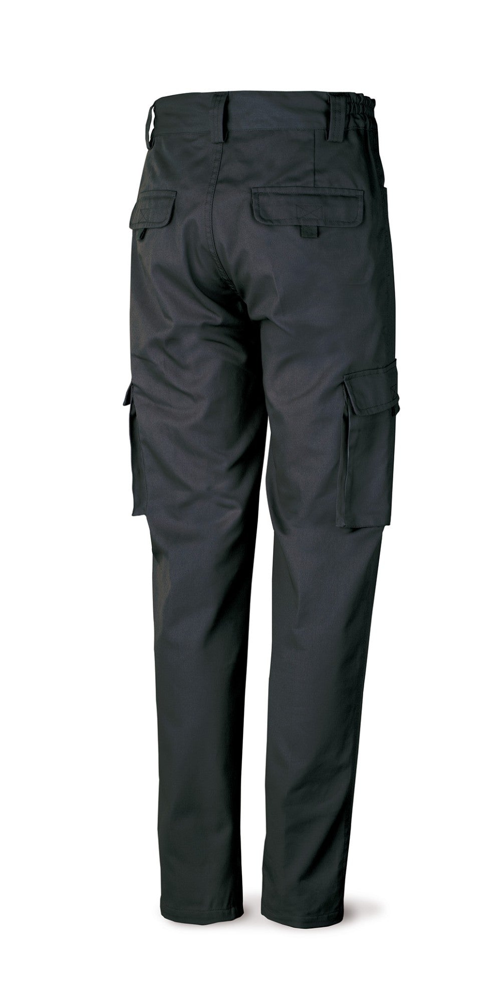 Calças pretas poliéster/algodão 245 g com vários bolsos, vista 2