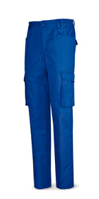 Calças azul-royal algodão 245 g com vários bolsos