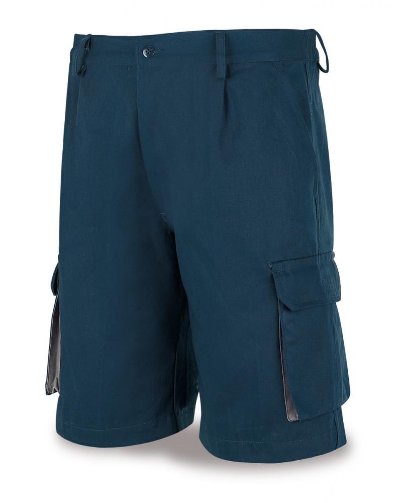 Bermudas azul-marinho algodão 245 g com vários bolsos