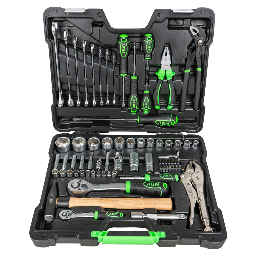 MALA de Ferramentas de 72 Peças com Soquetes Hexagonais 1/4" e 1/2" – Acabamento Zincado - JBM JBM, imagem do produto