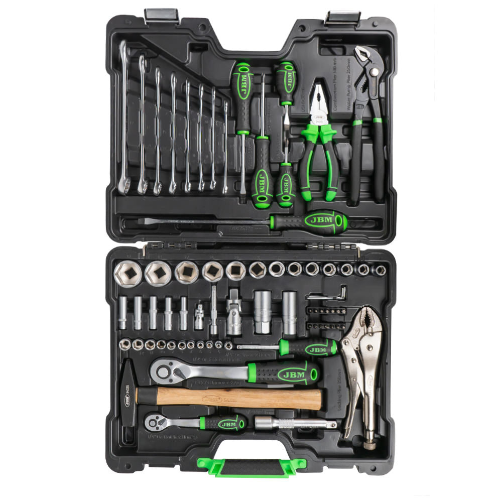 MALA de Ferramentas de 72 Peças com Soquetes Hexagonais 1/4" e 1/2" – Acabamento Zincado - JBM JBM, imagem do produto