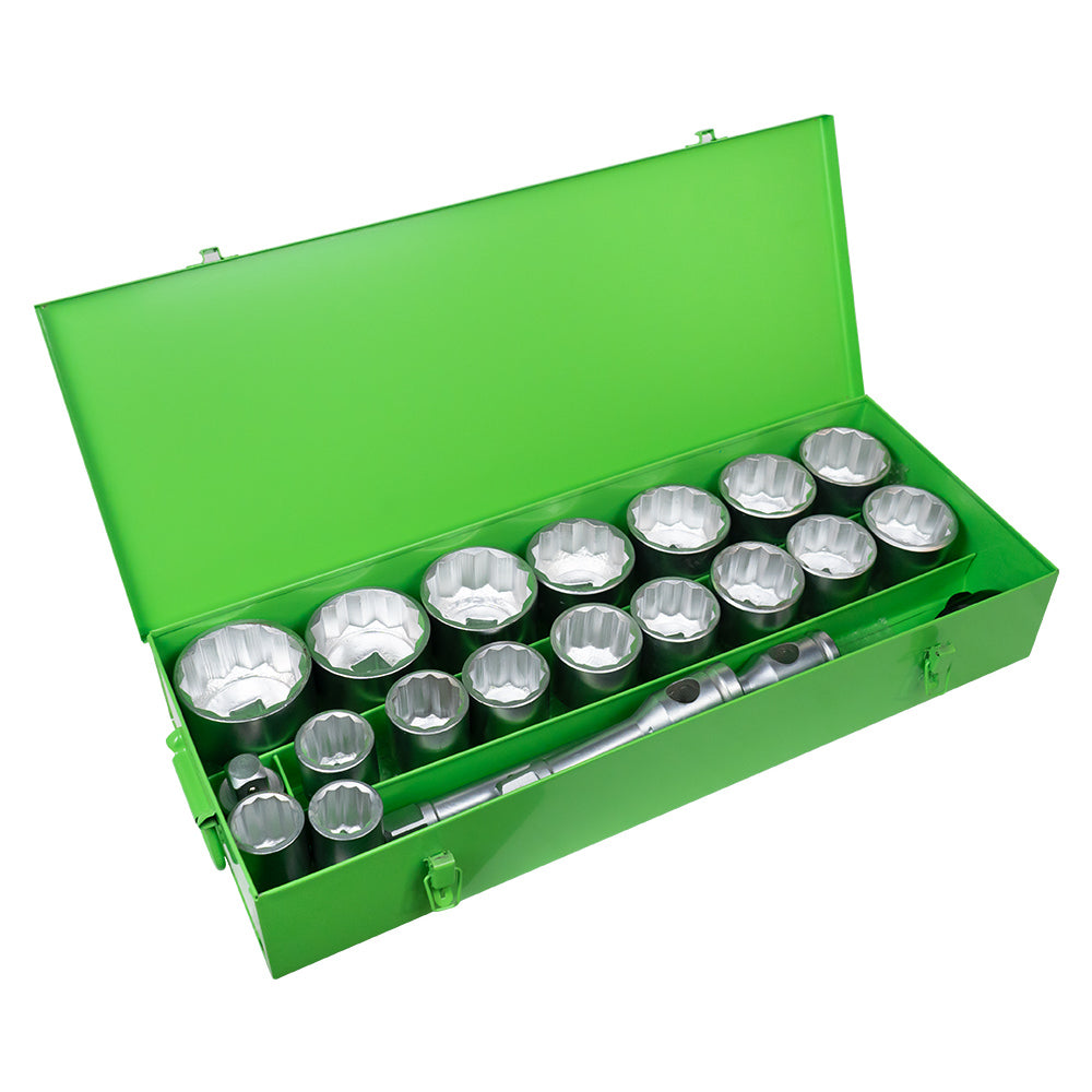 Estojo Metálico de 21 Soquetes de 12 Pontos 1" – Acabamento Zincado - JBM JBM, imagem do produto