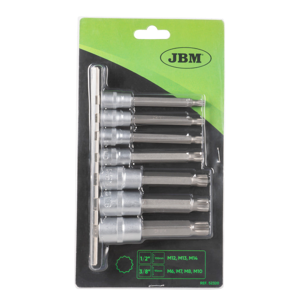 Conjunto de 7 Pontas de 12 Cantos com Soquetes 1/2" e 3/8" - JBM JBM, imagem do produto