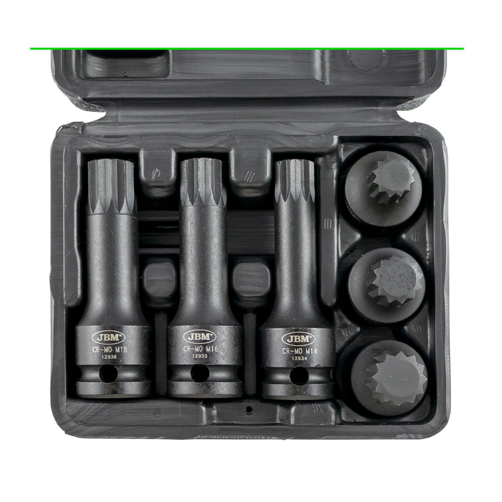 KIT de 6 Chaves e Puntas XZN de Impacto de 1/2" - JBM JBM, imagem do produto