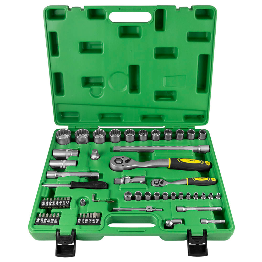 MALA de Ferramentas de 60 Peças com Soquetes Spline 1/2" e 1/4" – Acabamento Zincado - JBM JBM, imagem do produto