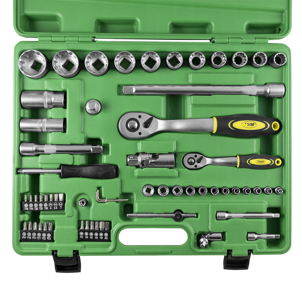 MALA de Ferramentas de 60 Peças com Soquetes Spline 1/2" e 1/4" – Acabamento Zincado - JBM JBM, imagem do produto