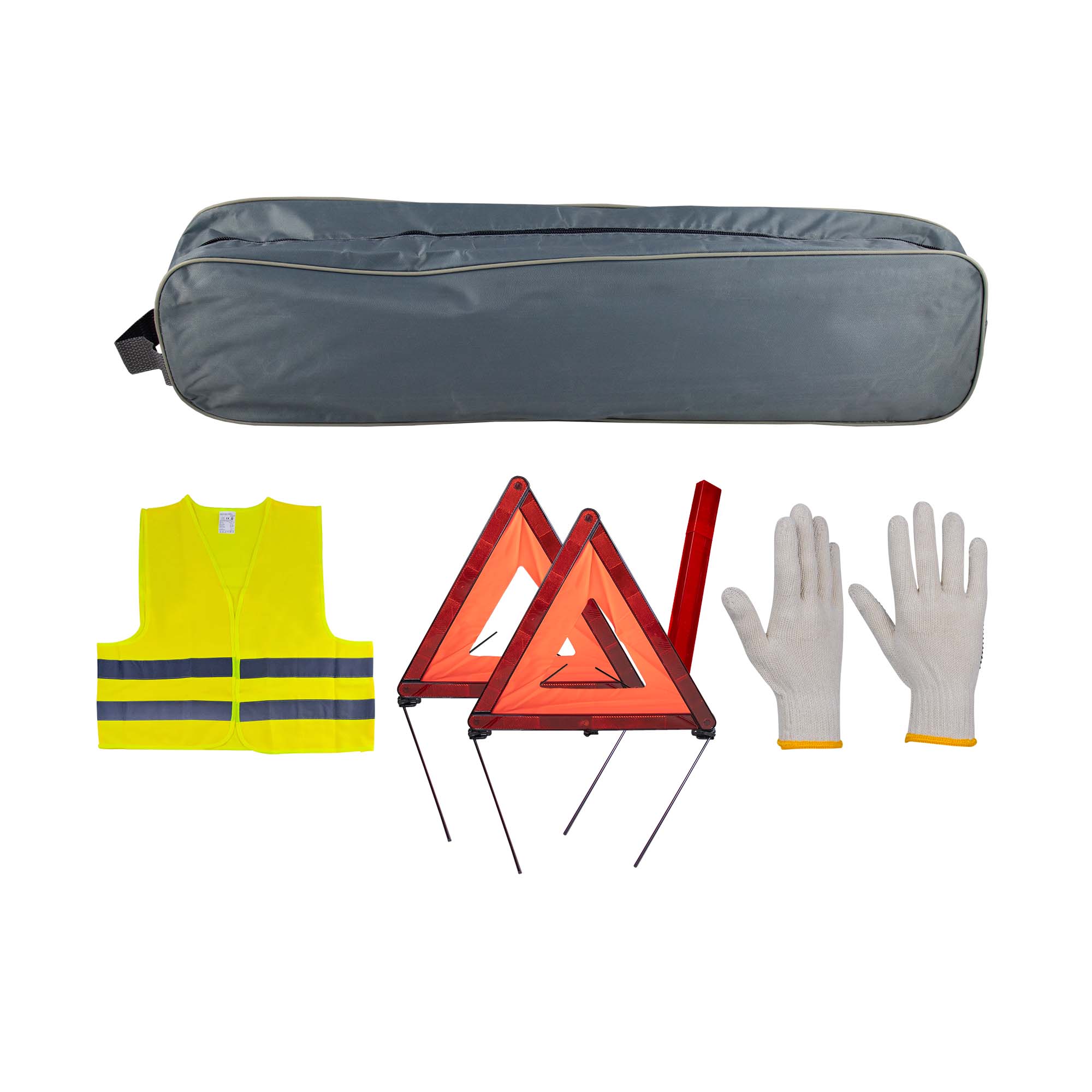 KIT Emergência Estojo Cinza BORDA+2TRIÂNGULOS+COLETES+LUVAS - JBM JBM, imagem do produto