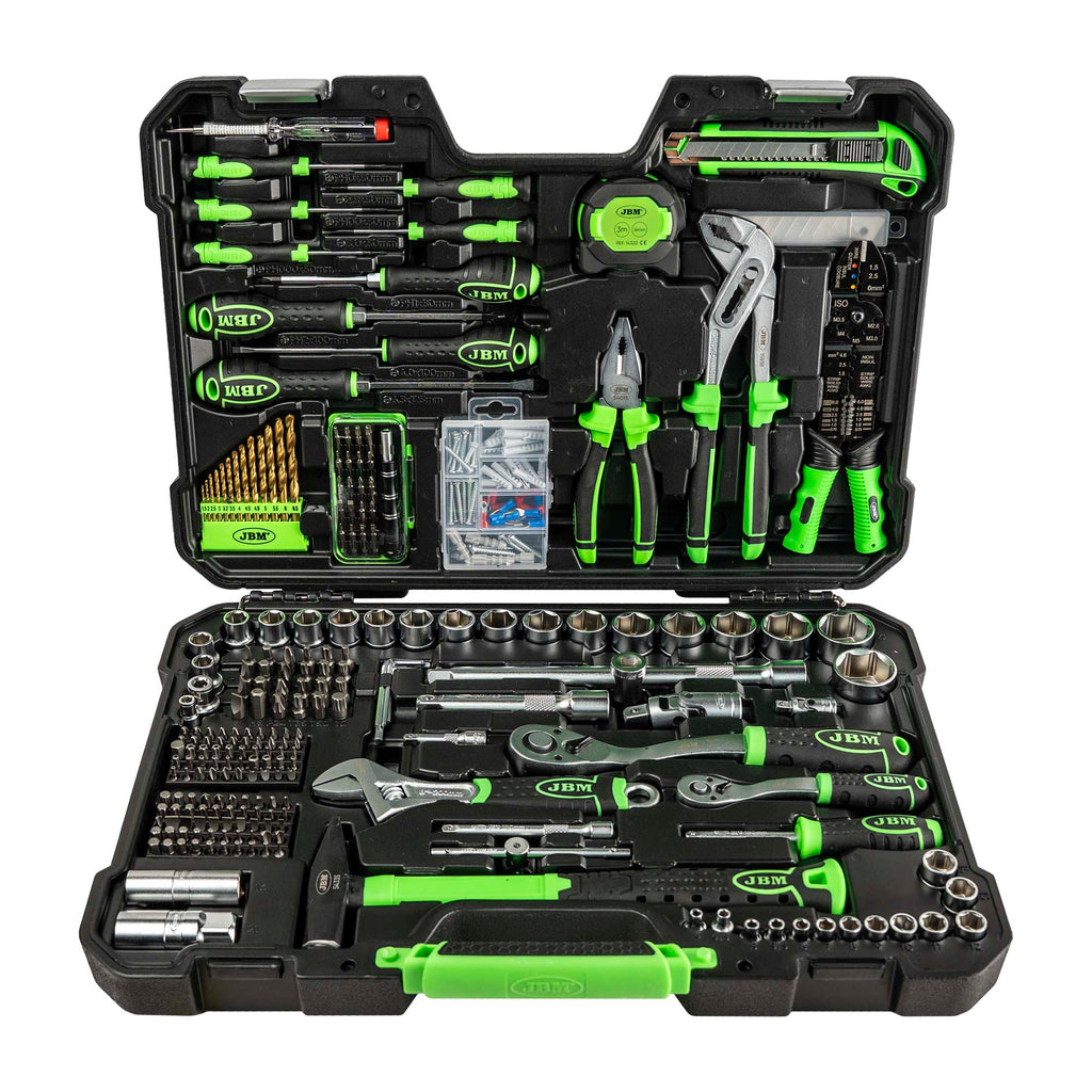 MALA de Ferramentas de 302 Peças com Soquetes Hexagonais de 1/2" e 1/4" – Acabamento Zincado - JBM JBM, imagem do produto