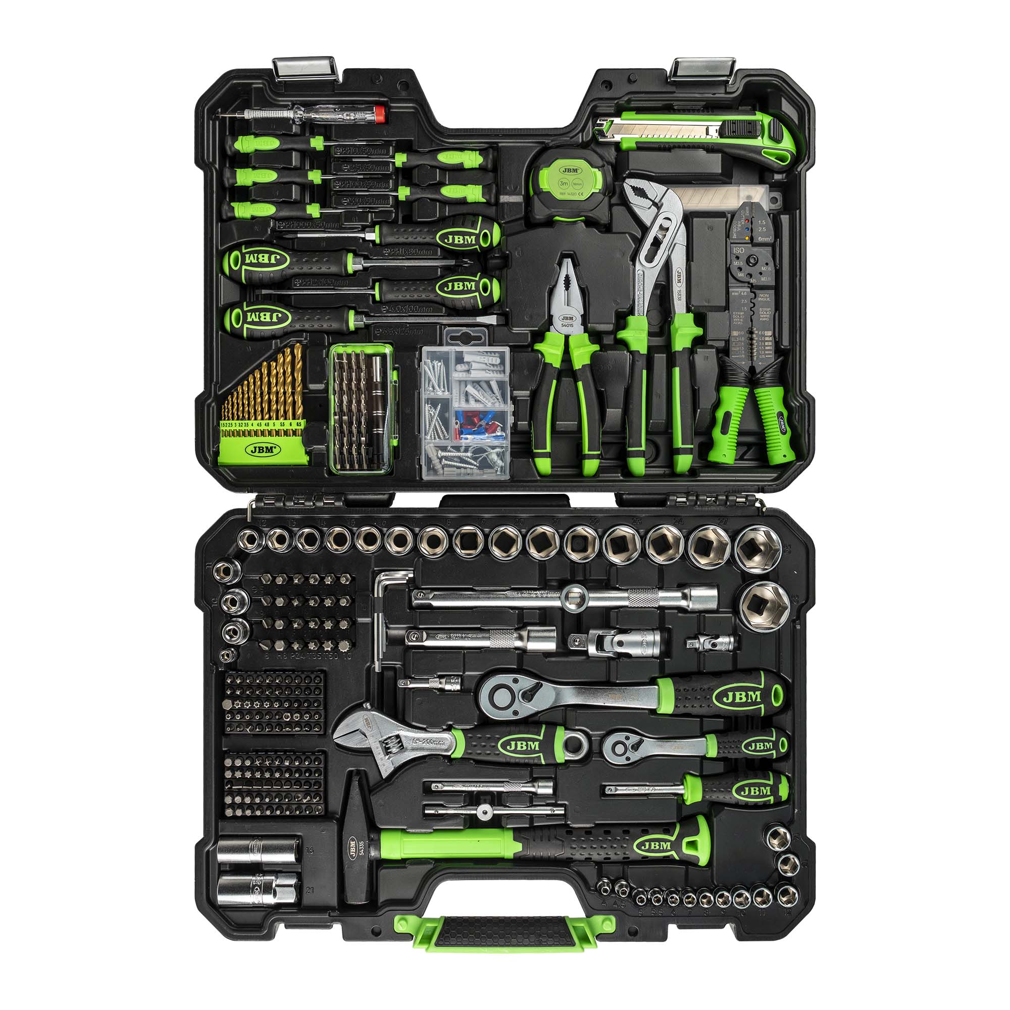 MALA de Ferramentas de 302 Peças com Soquetes Hexagonais de 1/2" e 1/4" – Acabamento Zincado - JBM JBM, imagem do produto