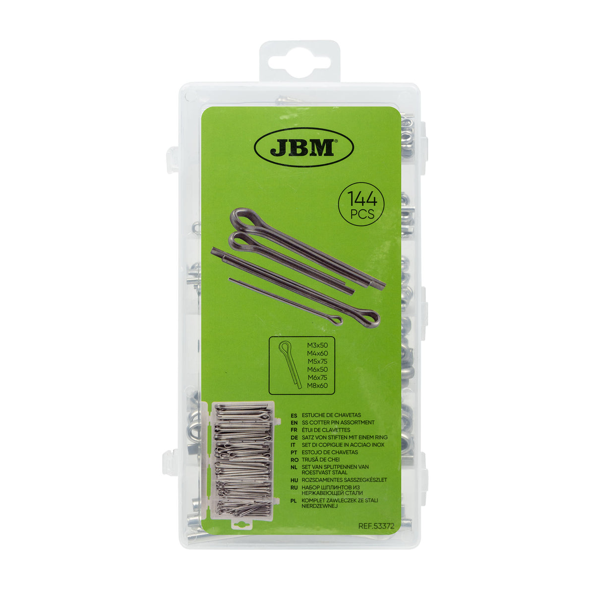 Estojo de Sortido de Cavilhas Fendidas em AÇO INOX – 144 PCS - JBM JBM, imagem do produto