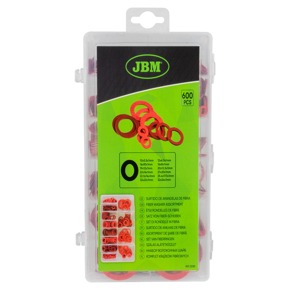 Sortimento de Anilhas de Fibra 600 Peças - JBM JBM, imagem do produto