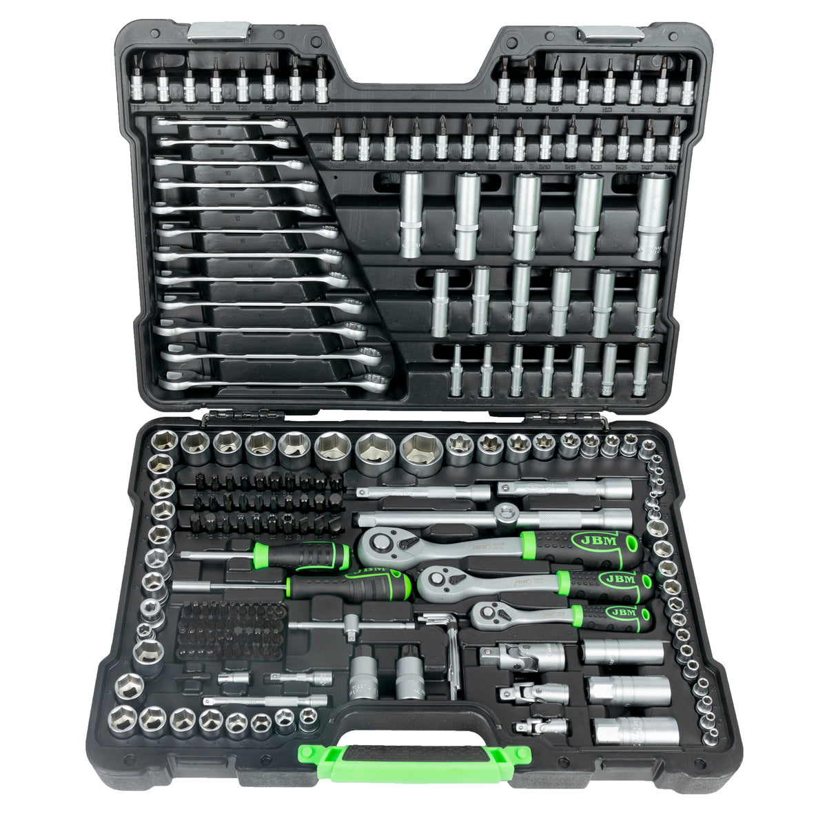 MALA de Ferramentas de 216 Peças com Soquetes Hexagonais de 1/4", 3/8" e 1/2" – Acabamento Zincado - JBM JBM, imagem do produto