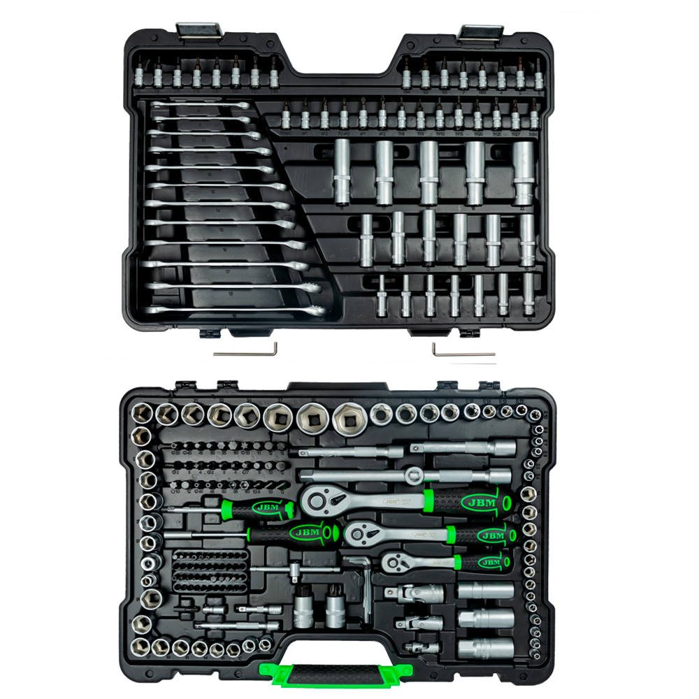 MALA de Ferramentas de 216 Peças com Soquetes Hexagonais de 1/4", 3/8" e 1/2" – Acabamento Zincado - JBM JBM, imagem do produto