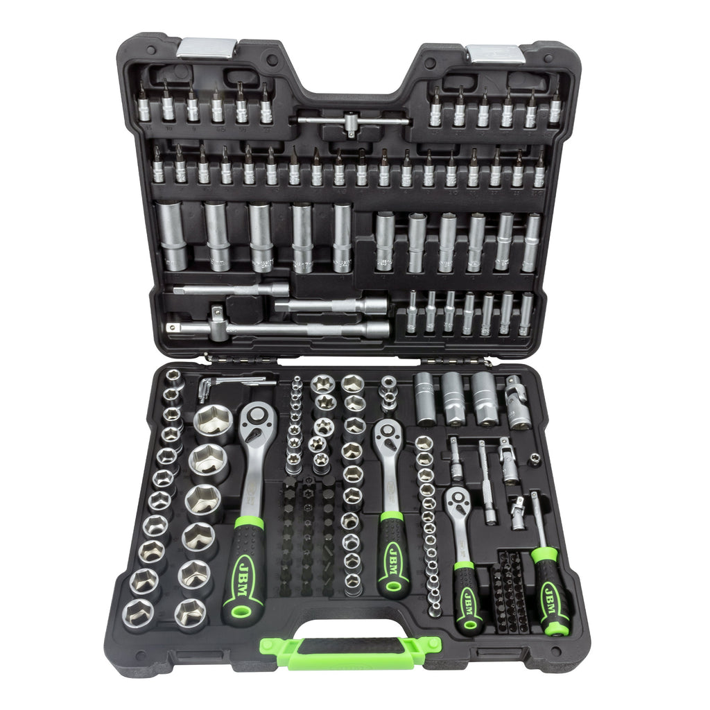MALA de Ferramentas de 179 Peças com Soquetes Hexagonais de 1/4", 3/8" e 1/2" – Acabamento Zincado - JBM JBM, imagem do produto