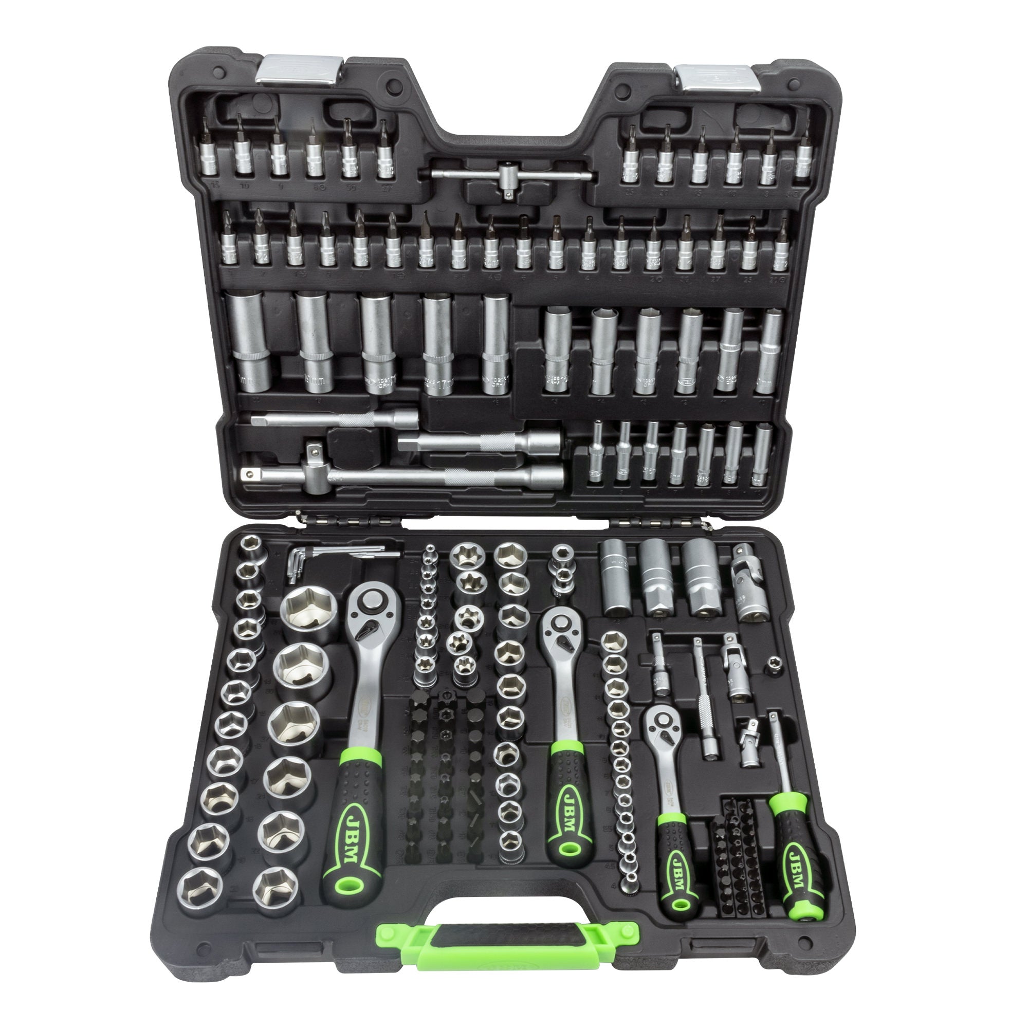 MALA de Ferramentas de 179 Peças com Soquetes Hexagonais de 1/4", 3/8" e 1/2" – Acabamento Zincado - JBM JBM, imagem do produto