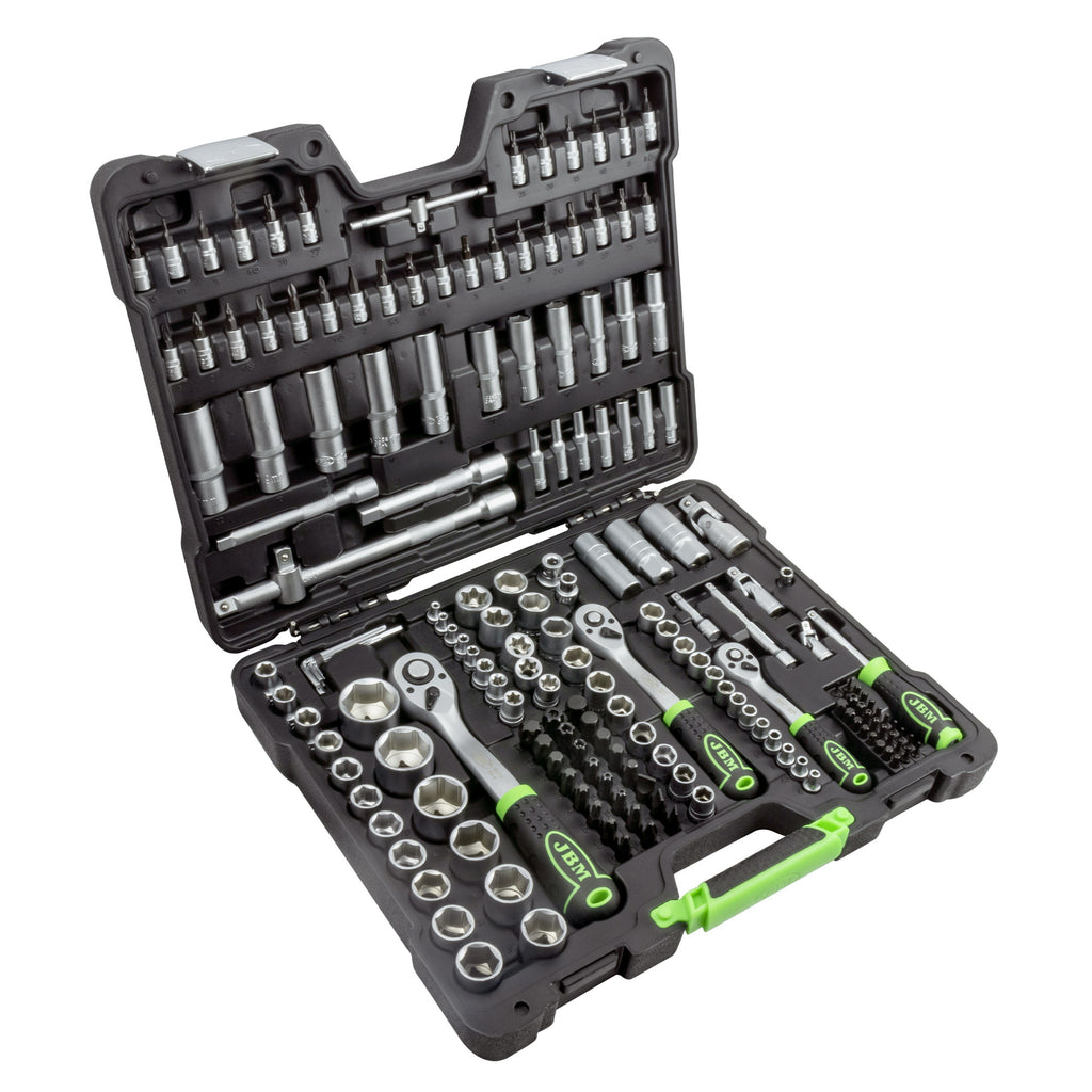 MALA de Ferramentas de 179 Peças com Soquetes Hexagonais de 1/4", 3/8" e 1/2" – Acabamento Zincado - JBM JBM, imagem do produto