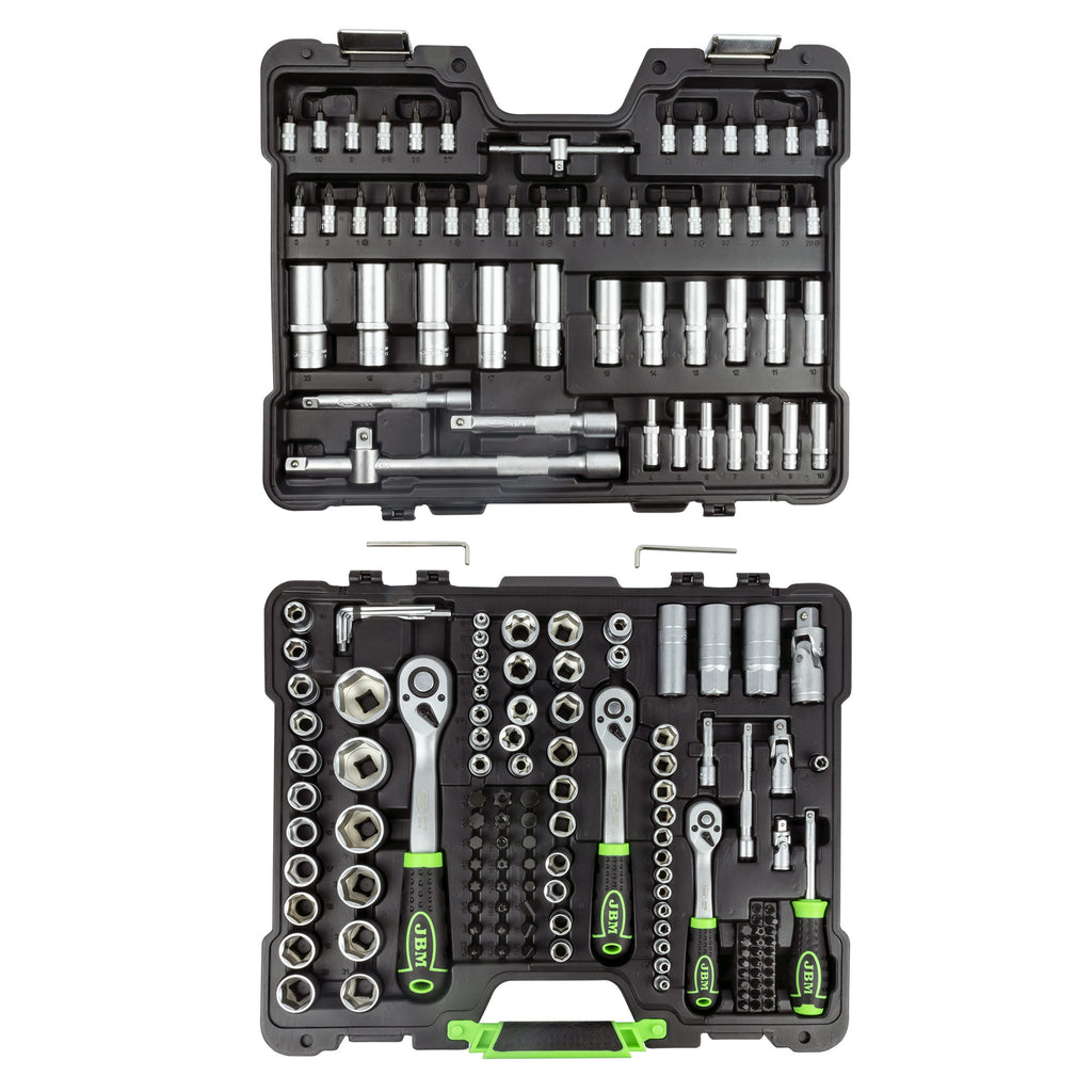 MALA de Ferramentas de 179 Peças com Soquetes Hexagonais de 1/4", 3/8" e 1/2" – Acabamento Zincado - JBM JBM, imagem do produto