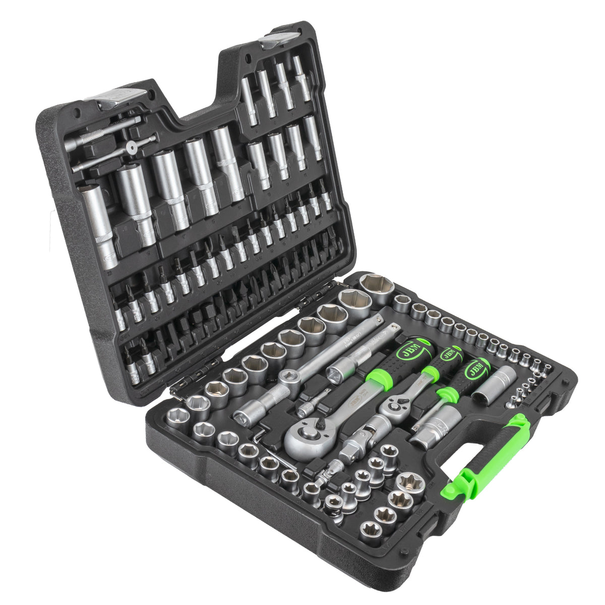 MALA de Ferramentas de 108 Peças com Soquetes Hexagonais de 1/4" e 1/2" – Acabamento Zincado - JBM JBM, imagem do produto