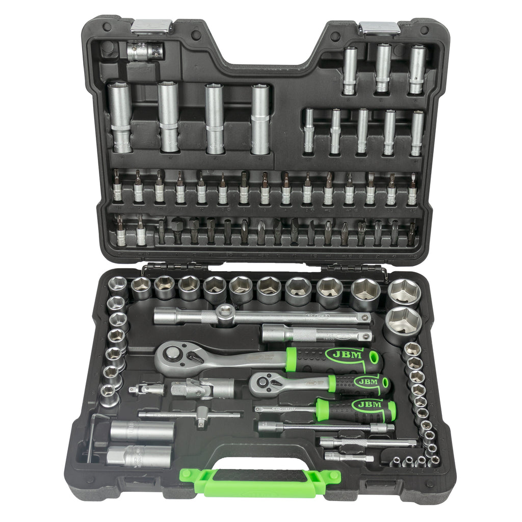 MALA de Ferramentas de 94 Peças com Soquetes Hexagonais de 1/4" e 1/2" – Acabamento Zincado - JBM JBM, imagem do produto