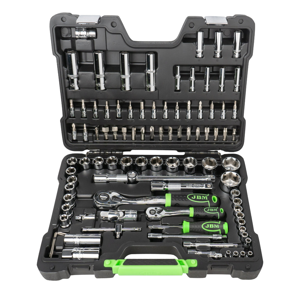 MALA de Ferramentas de 94 Peças com Soquetes Hexagonais de 1/4" e 1/2" – Acabamento Cromado - JBM JBM, imagem do produto