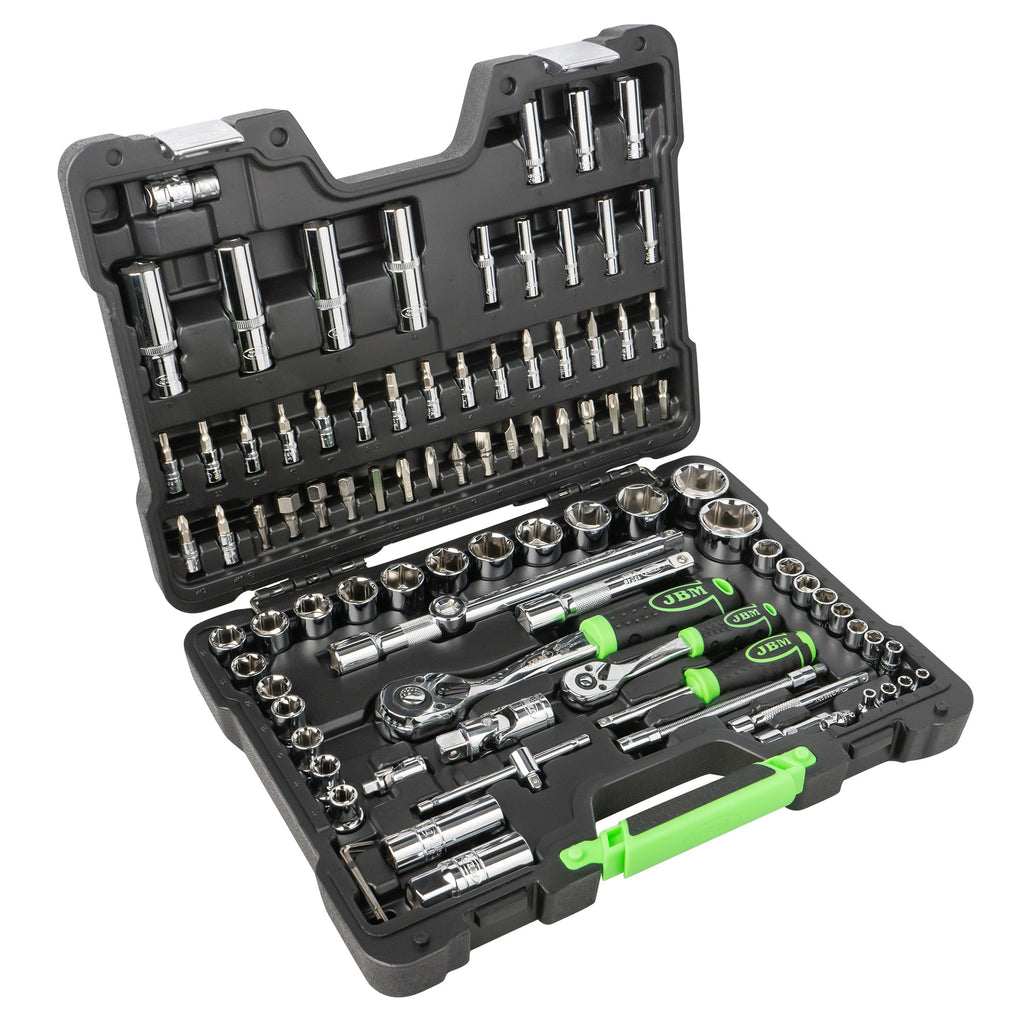 MALA de Ferramentas de 94 Peças com Soquetes Hexagonais de 1/4" e 1/2" – Acabamento Cromado - JBM JBM, imagem do produto