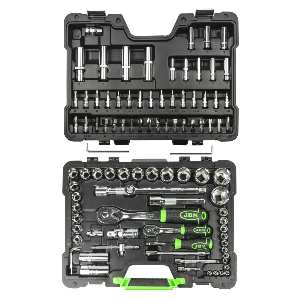 MALA de Ferramentas de 94 Peças com Soquetes Hexagonais de 1/4" e 1/2" – Acabamento Cromado - JBM JBM, imagem do produto