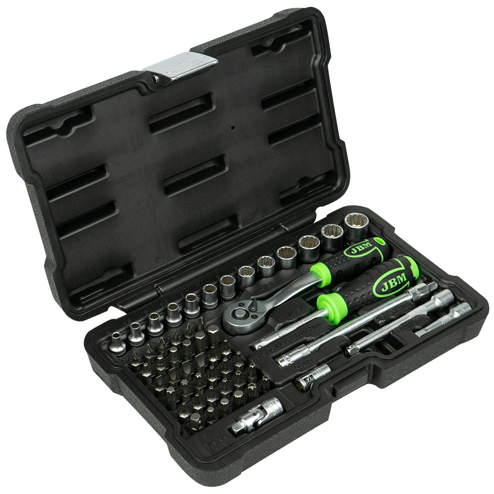 MALA de Ferramentas de 56 Peças com Soquetes de 12 Pontas 1/4" – Acabamento Zincado - JBM JBM, imagem do produto