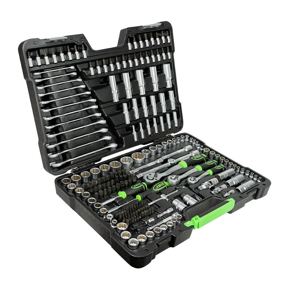 MALA de Ferramentas de 216 Peças com Soquetes de 12 Pontas de 1/4", 3/8" e 1/2" – Acabamento Zincado - JBM JBM, imagem do produto