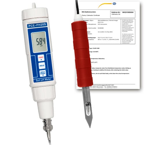 Medidor de pH PCE-PH20M-ICA incluyendo certificado de calibración ISO