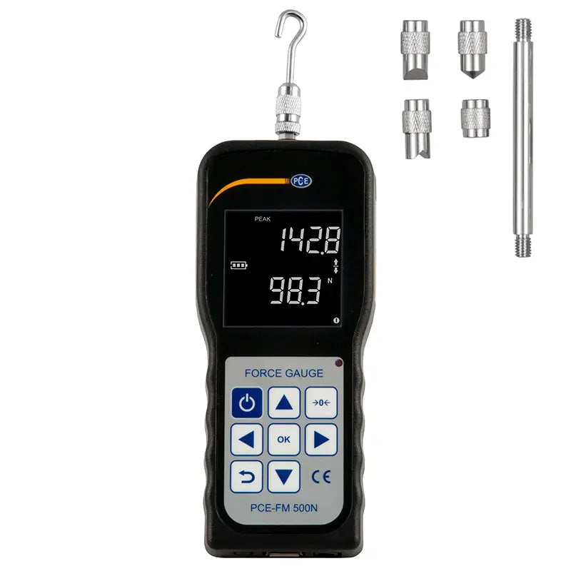 Dinamómetro PCE-FM 500N-ICA, incluye certificado de calibración ISO