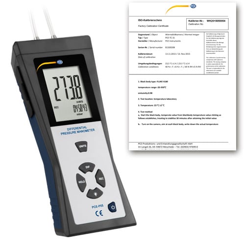 Manômetro PCE-P05-ICA incl. certificado de calibração ISO