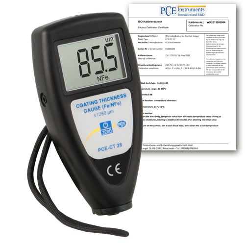 Medidor de espessura PCE-CT 28-ICA incluindo certificado de calibração ISO