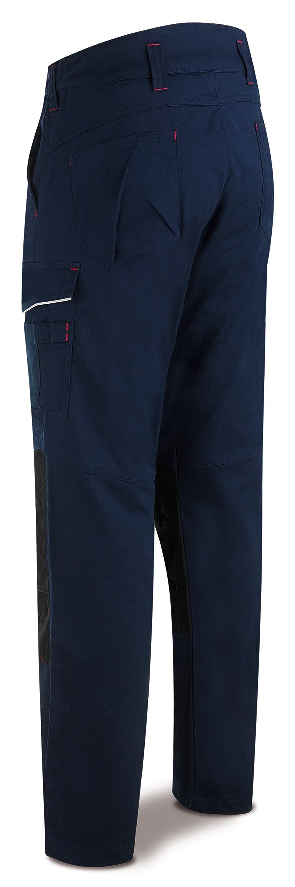 Calças stretch azul-marinho poliéster/algodão 245 g com vários bolsos, vista 3