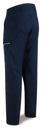 Calças stretch azul-marinho poliéster/algodão 245 g com vários bolsos, vista 3