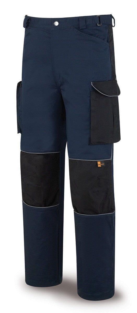 Calças First Line azul-marinho/preto poliéster/algodão 245 g com vários bolsos
