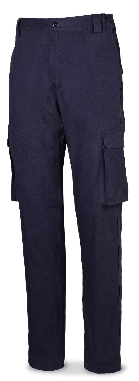 Calças stretch azul-marinho algodão 240 g com vários bolsos