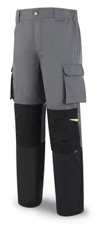 Calças First Line cinzento/preto poliéster/algodão 245 g com vários bolsos