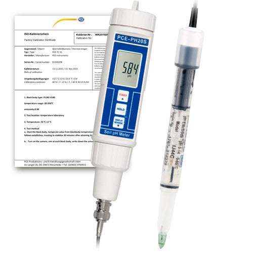 Medidor de pH PCE-PH20P-ICA con certificado de calibración ISO
