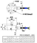 Sensor de fuerza PCE-C-R20LFC Serie 5-2000 kg