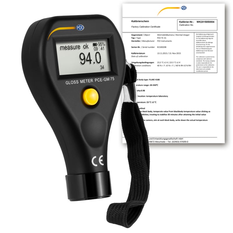 Medidor de brillo PCE GM 75-ICA, incluye certificado de calibración ISO