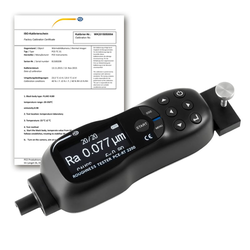 Testador de rugosidade PCE-RT 2200-ICA incluindo certificado de calibração ISO
