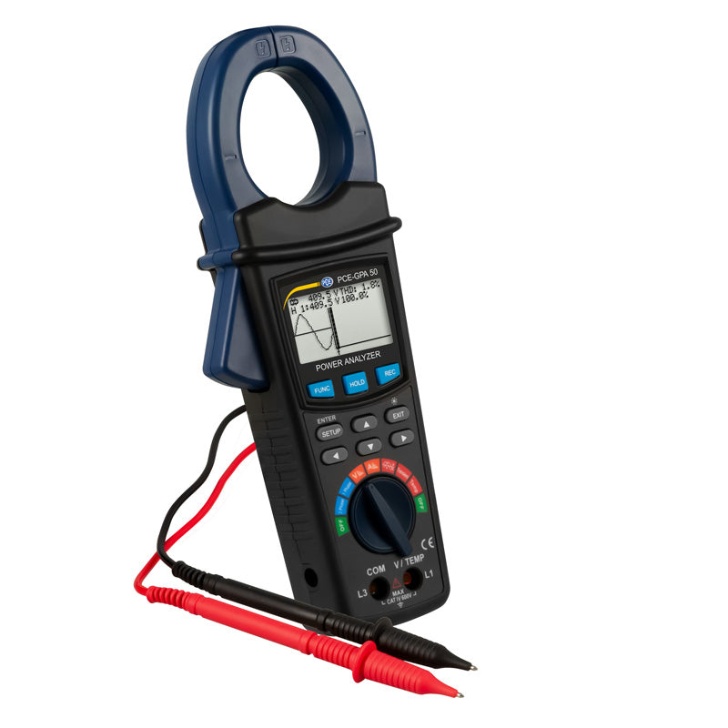 Pinza amperimétrica PCE-GPA 50-ICA, incluye certificado de calibración ISO