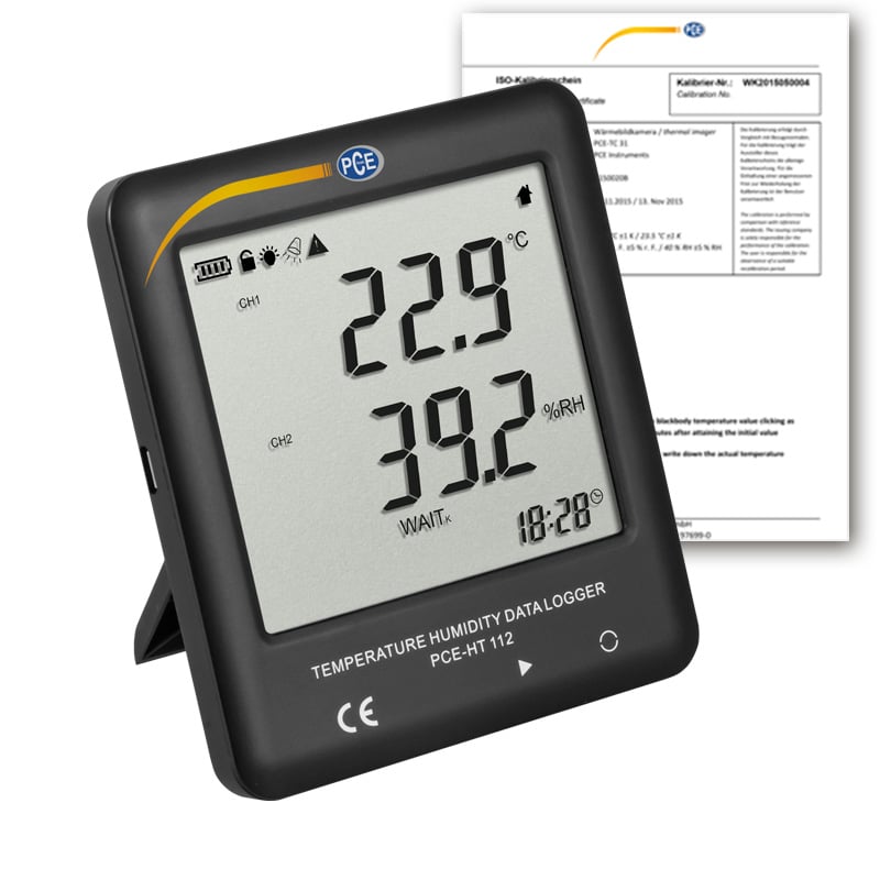 Termohigrómetro PCE-HT 112-ICA incluyendo certificado de calibración ISO