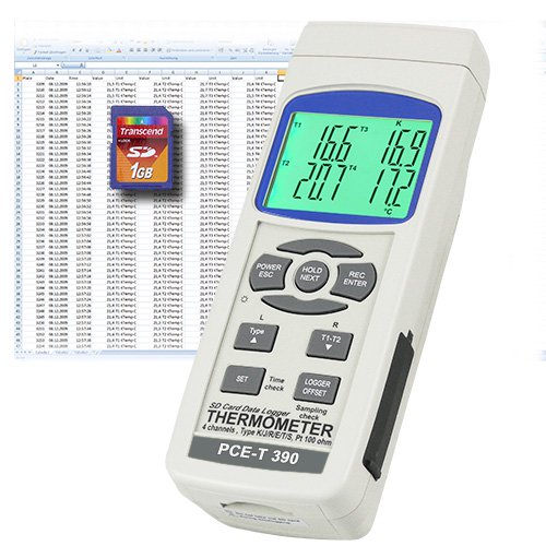 Termómetro PCE-T390-ICA com certificado de calibração ISO