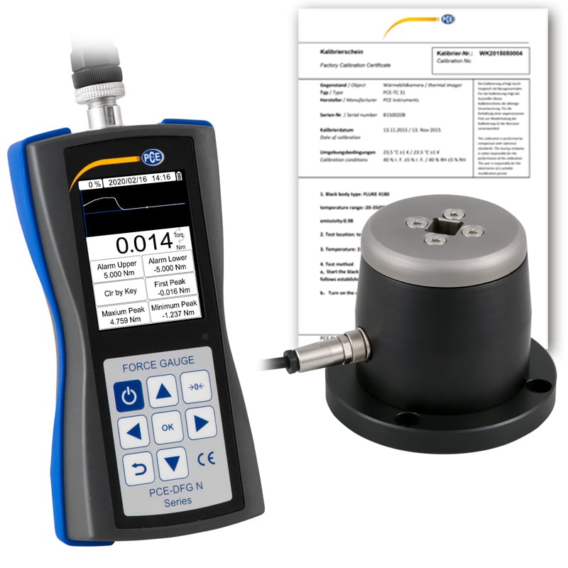 Chave de torque PCE-DFG N 5TW-ICA incl. certificado de calibração ISO