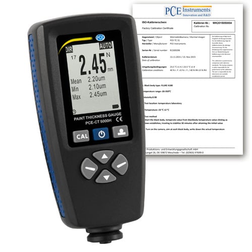 Medidor de espessura PCE-CT 5000H-ICA incluindo certificado de calibração ISO