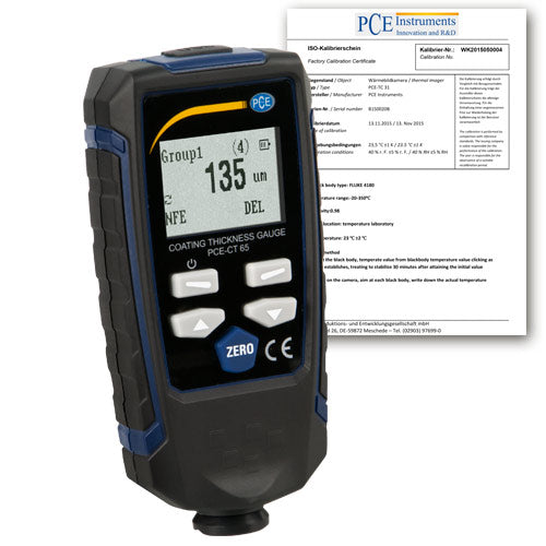 Medidor de espesor PCE-CT 65-ICA con certificado de calibración ISO